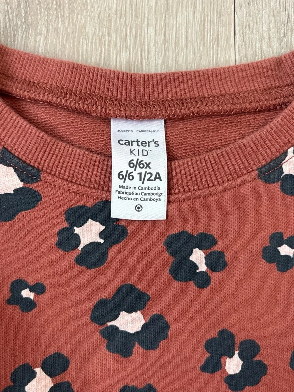 Carter’s Girls’ Floral Animal Print French Terry Sweatshirt – Size 6/6X